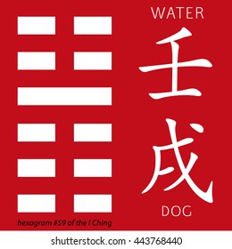 Symbol of i ching hexagram from chinese hieroglyphs. Hexagram of the I Ching
