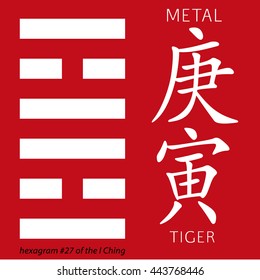 Symbol of i ching hexagram from chinese hieroglyphs. Hexagram of the I Ching