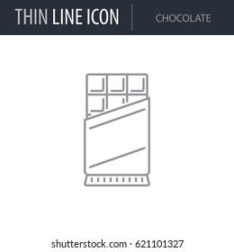 Symbol of Chocolate. Thin line Icon of Food. Stroke Pictogram Graphic for Web Design. Quality Outline Vector Symbol Concept. Premium Mono Linear Beautiful Plain Laconic Logo