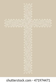 Symbol of Christian Cross made with Nails and Winding Strings.