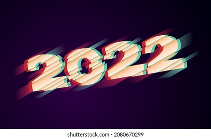 The symbol of Christmas 2022. Vector illustration of the symbol of Christmas 2022 made in the style of glitch on a dark background.