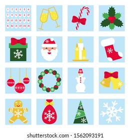 Symbol of Christmas collection. Vintage vector card. Flat icon. Christmas background. Vector banner illustration. Vintage invitation. Winter festive decoration. New year ornament. Holiday background