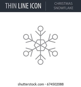 Symbol of Christmas Snowflake. Thin line Icon of Merry Christmas. Stroke Pictogram Graphic for Web Design. Quality Outline Vector Symbol Concept. Premium Mono Linear.