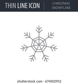 Symbol of Christmas Snowflake. Thin line Icon of Merry Christmas. Stroke Pictogram Graphic for Web Design. Quality Outline Vector Symbol Concept. Premium Mono Linear