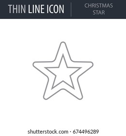 Symbol of Christmas Star. Thin line Icon of Merry Christmas. Stroke Pictogram Graphic for Web Design. Quality Outline Vector Symbol Concept. Premium