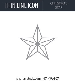 Symbol of Christmas Star. Thin line Icon of Merry Christmas. Stroke Pictogram Graphic for Web Design. Quality Outline Vector Symbol Concept. Premium Mono.