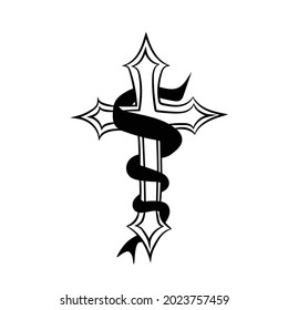 Symbol of a church cross Christianity religion symbol. vector .