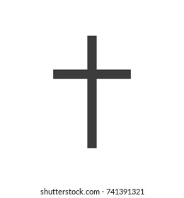 Symbol of a church cross. Christianity religion symbol. Flat black vector illustration on white background.