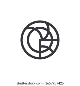 Symbol circle icon abstract line art, sign round and ellipse, globe, network, communication, corporate, logo template