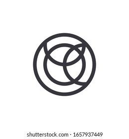 Symbol circle icon abstract line art, sign round and ellipse, globe, network, communication, corporate, logo template