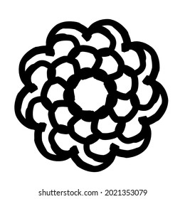 The symbol is circular and like a flower