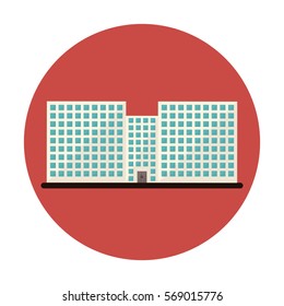 symbol city school building line sticker, vector illustration image