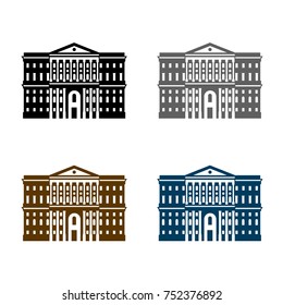 Symbol of classic administrative building with columns in different colors.