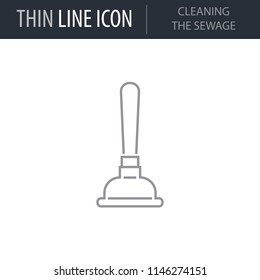 Symbol of Cleaning The Sewage. Thin line Icon of Sanitary Engineering. Stroke Pictogram Graphic for Web Design. Quality Outline Vector Symbol Concept. Premium Mono Linear Beautiful Plain