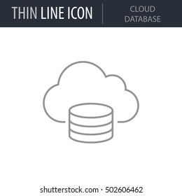 Symbol of Cloud Database Thin line Icon of Cloud Data Technology. Stroke Pictogram Graphic for Web Design. Quality Outline Vector Symbol Concept. Premium Mono Linear Beautiful Plain Laconic Logo