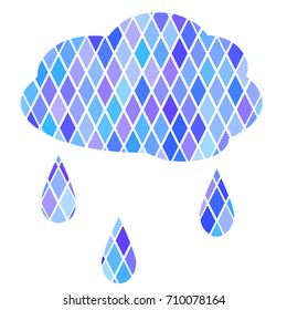 Symbol of cloud with drops of rain on white background.