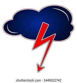 the symbol of the cloud, and lightning vector isolated objects cartoon sticker