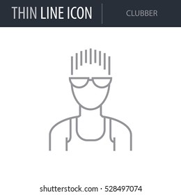 Symbol of Clubber Thin line Icon of Different People. Stroke Pictogram Graphic for Web Design. Quality Outline Vector Symbol Concept. Premium Mono Linear Beautiful Plain Laconic Logo