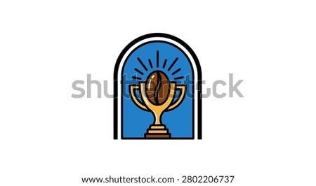 Symbol for coffee excellence or barista competition. High-quality prize badge design.