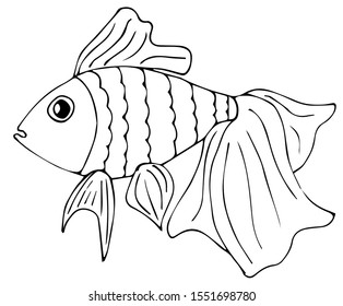 Symbol color editable fish symbol template. hand-drawn goldfish, vector doodle