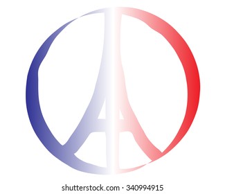 Symbol color gradient vector illustration of pray hands and Eiffel Tower ,Paris on white background, doodle hand drawn, Peace for Paris, Pray for Paris.