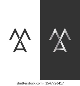 Symbol with Combination Letter M and A Gradient Silver Color