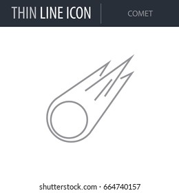 Symbol of Comet. Thin line Icon of Set of Space. Stroke Pictogram Graphic for Web Design. Quality Outline Vector Symbol Concept. Premium Mono Linear Beautiful Plain Laconic Logo