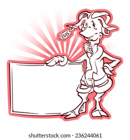 Symbol of the coming 2015 year according to the Chinese calendar - the Goat, dressed in Santa Claus's costume and holding a board. EPS8 vector illustration