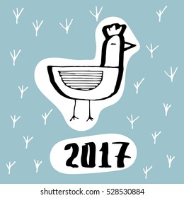 The symbol of the coming new year 2017 the rooster. The emblem of the Chinese new year animal cock