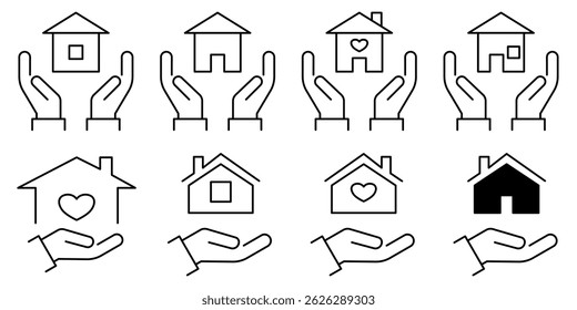 O Símbolo da empresa para a reparação de construção e manutenção da casa. Conjunto de ícones da página inicial.