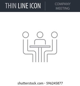 Symbol of Company Meeting. Thin line Icon of Project Planning. Stroke Pictogram Graphic for Web Design. Quality Outline Vector Symbol Concept. Premium Mono Linear Beautiful Plain Laconic Logo
