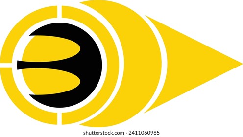 The symbol of the compass direction to the east is simple, elegant, and powerful. Yellow needles, black letters, depict courage with a direct and clear design.