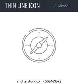 Symbol of Compass Thin line Icon of Video Game Elements. Stroke Pictogram Graphic for Web Design. Quality Outline Vector Symbol Concept. Premium Mono Linear Beautiful Plain Laconic Logo.