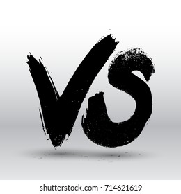 Symbol competition VS. Versus text brush painting letters. Freehand drawing. Vector illustration. Isolated on gray background