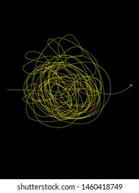 Symbol of complicated way with scribbled round element.