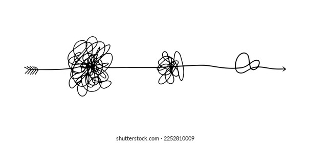 Symbol of complicated way with scribbled round element, Vector illustration.