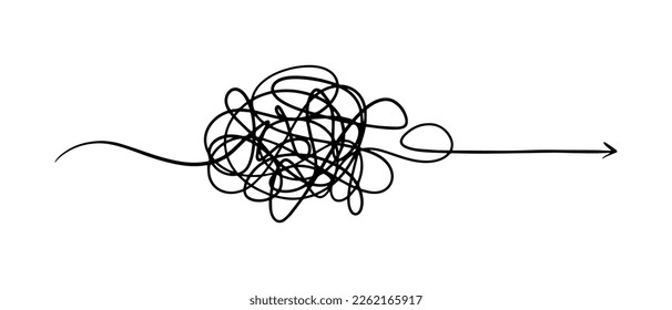 Symbol of complicated way with scribbled round element, Vector illustration.
