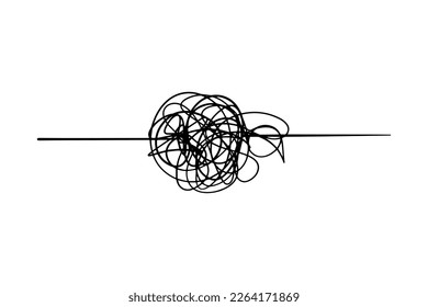Symbol of complicated way with scribbled round element, Vector illustration.