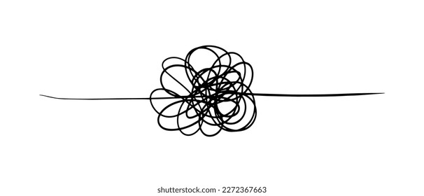 Symbol of complicated way with scribbled round element, Vector illustration.