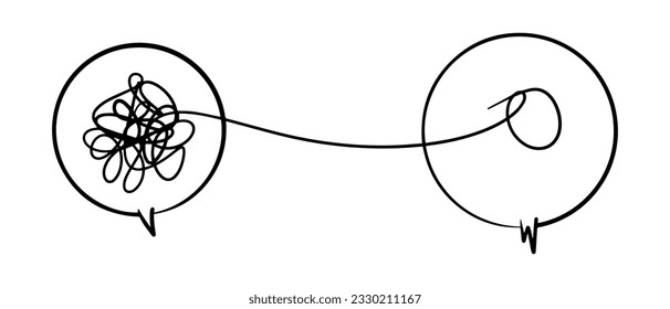 Symbol of complicated way with scribbled round element, Vector illustration.