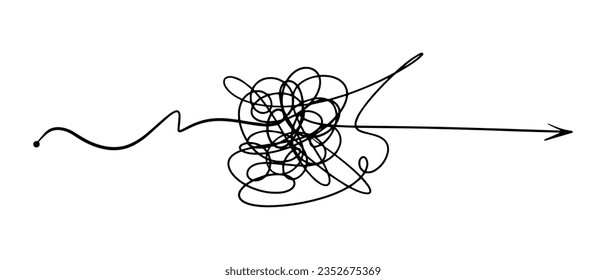 Symbol of complicated way with scribbled round element, Vector illustration.