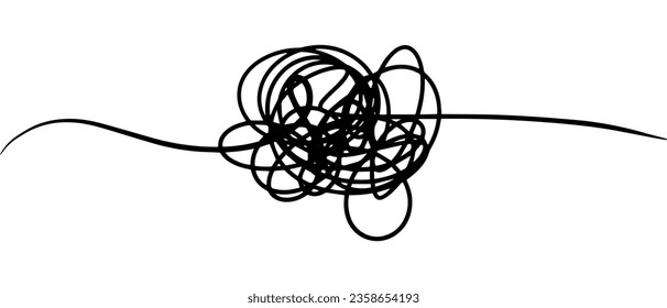 Symbol of complicated way with scribbled round element, Vector illustration.