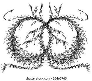 symbol composed of branches and leaves forming several cobwebs