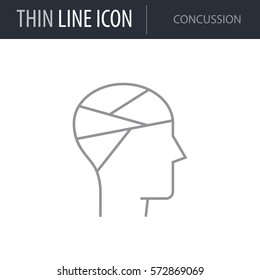 Symbol of Concussion. Thin line Icon of Medicine Part One. Stroke Pictogram Graphic for Web Design. Quality Outline Vector Symbol Concept. Premium Mono Linear Beautiful Plain Laconic Logo