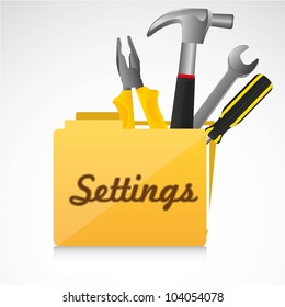 symbol configuration, leaving tools folder. vector illustration