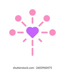 A symbol of connected hearts shows network, relationship, and communication for social media and technology concepts.