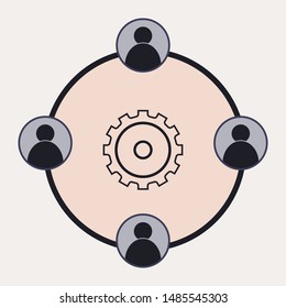 Symbol Connection person, services network with communication. vector illustration.