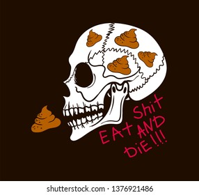 symbol of consumption, skull eats poop