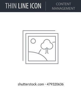 Symbol of Content Management. Thin line Icon of Web Design and Development. Stroke Pictogram Graphic for Web Design. Quality Outline Vector Symbol Concept. Premium Mono Linear Laconic Logo.