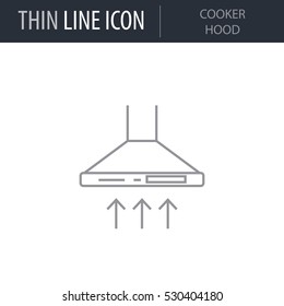 Symbol of Cooker Hood. Thin line Icon of Kitchen Utensils. Stroke Pictogram Graphic for Web Design. Quality Outline Vector Symbol Concept. Premium Mono Linear Beautiful Plain Laconic Logo